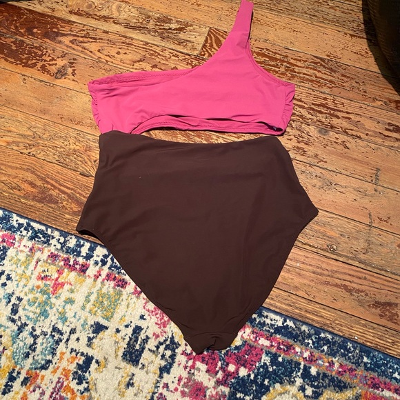 Anthropologie Jets Australia Versa One Shoulder Color Block Cutouts Swimsuit 12 - Picture 6 of 8
